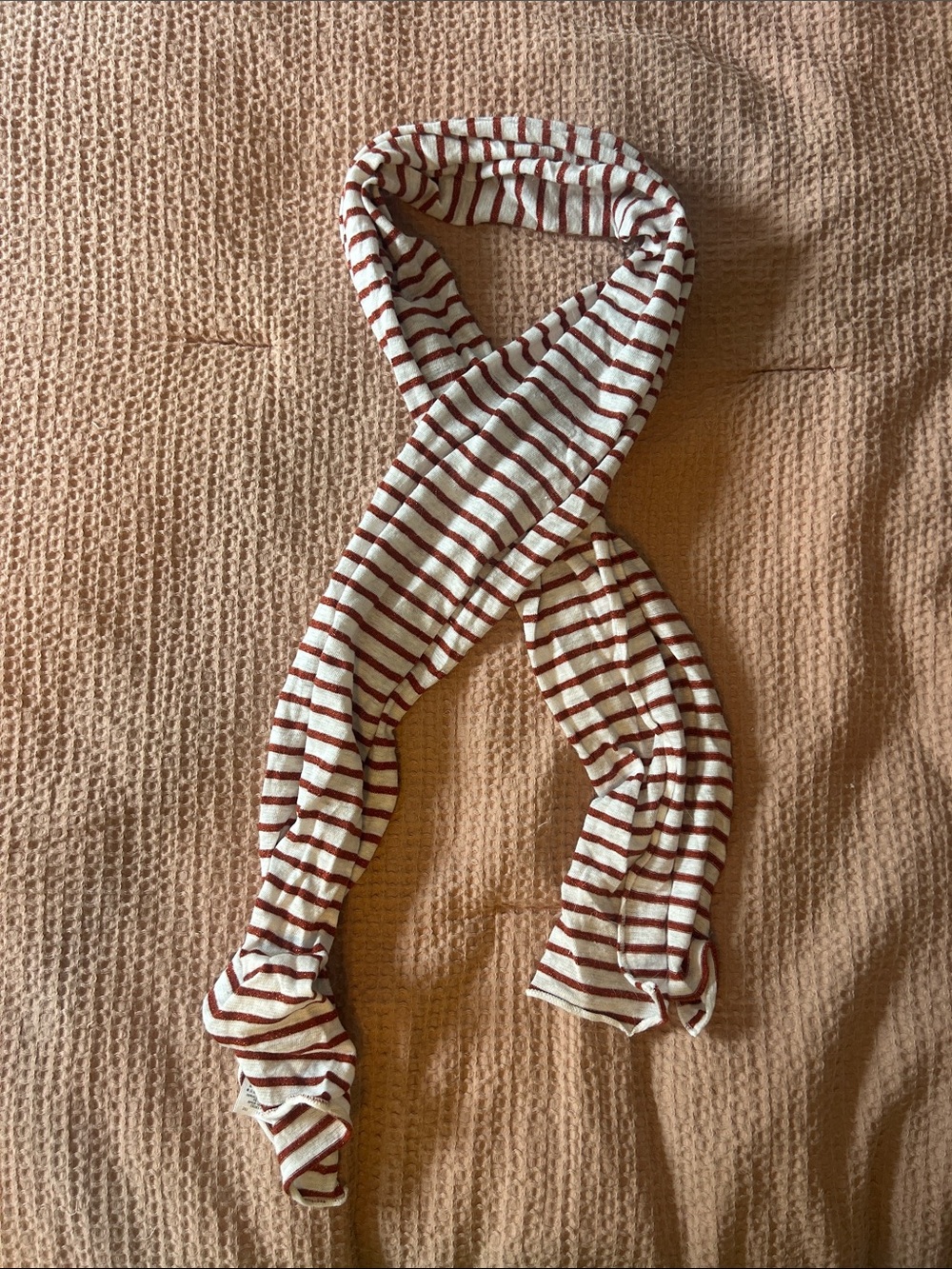 Petit Bateau Striped Knit Top in Cream and Sparkly Red